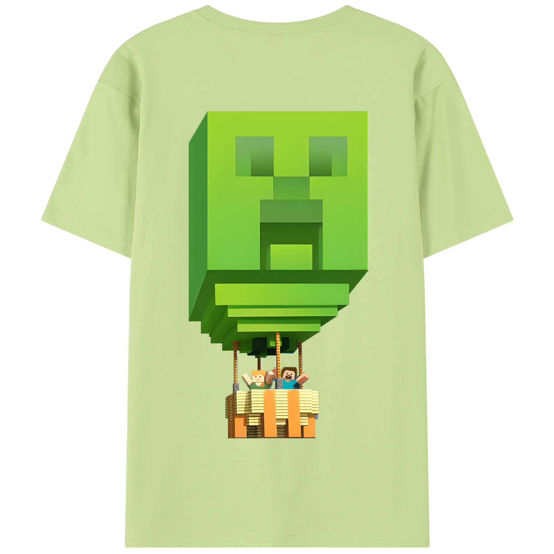 （画像用） マインクラフト ブロックの世界 Minecraft MC Block world 綿100％半袖Tシャツ（背面プリント）